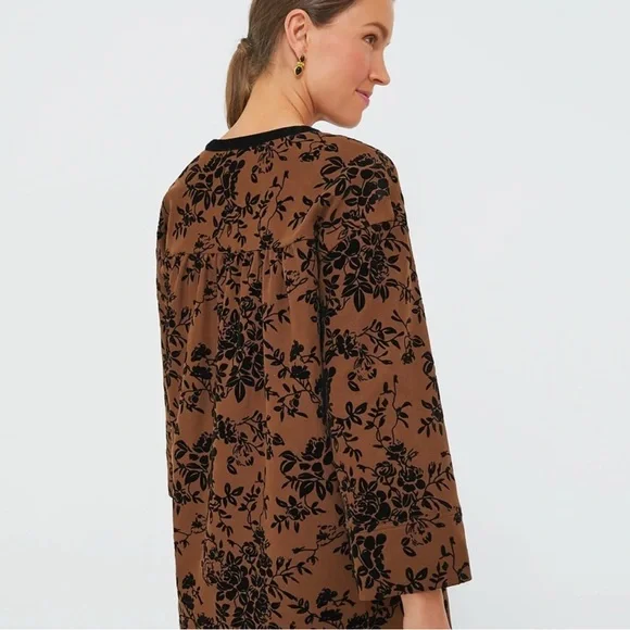 Elegant Brown Floral Mini Dress